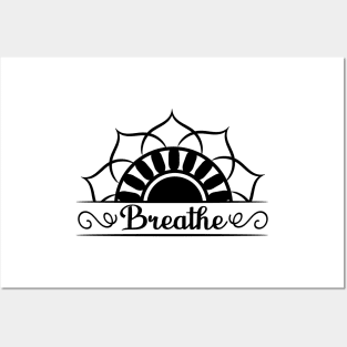 Breathe Sunflower Minimalist Sesign Posters and Art